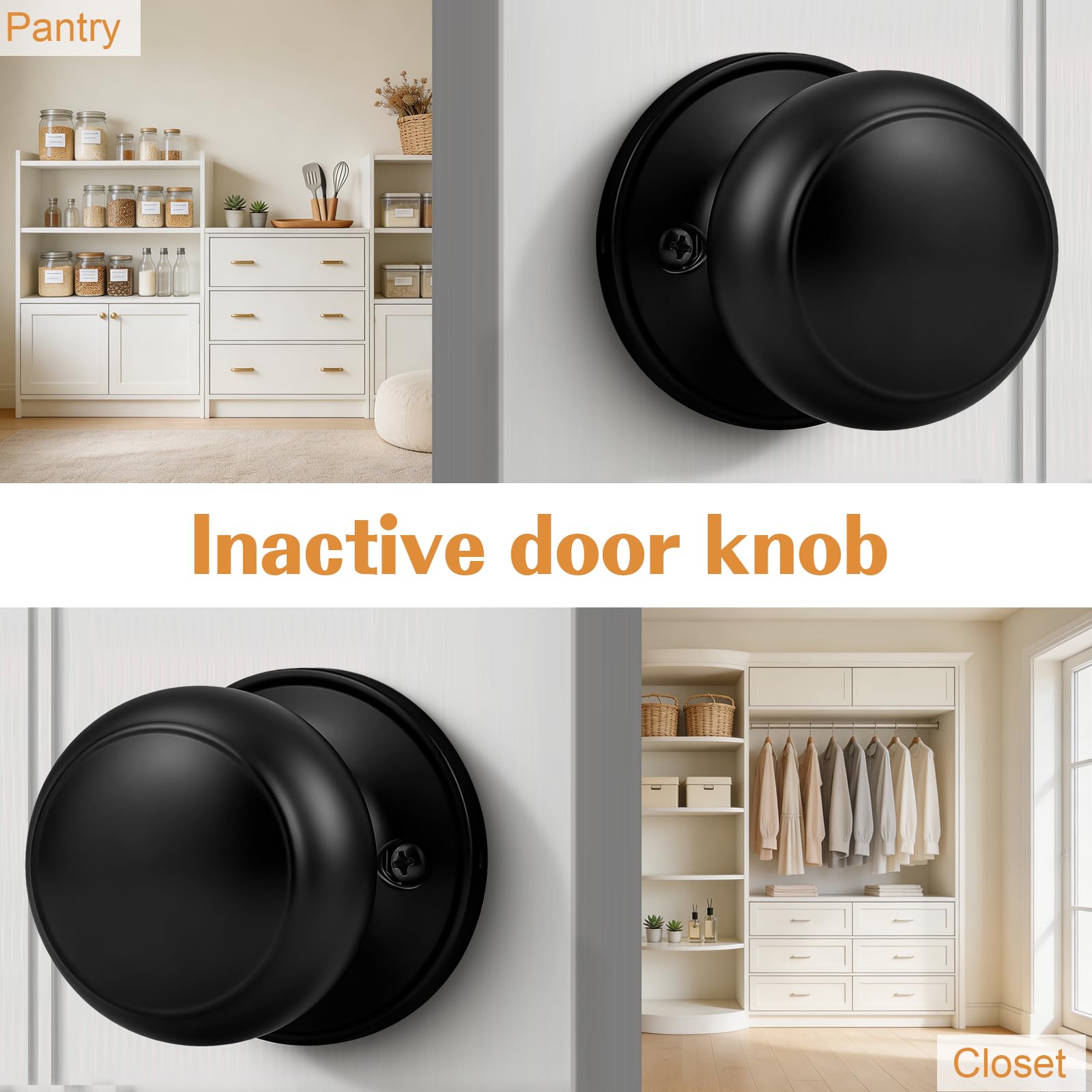 Black Dummy Door Knobs - 4 Pack -3