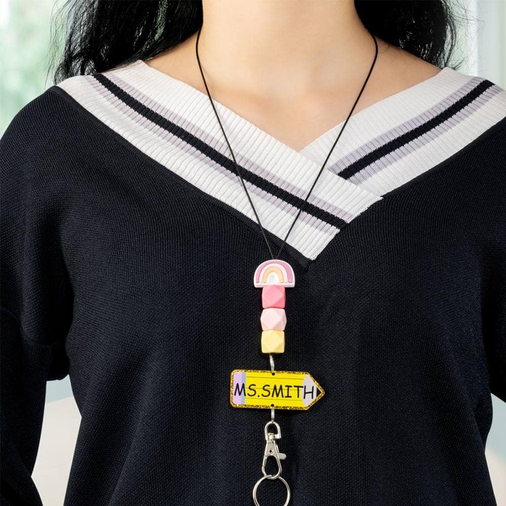 callie Personalized Name Teacher Lanyard Breakaway Lanyards for ID Badges and Keys, Customizable ID Badge Holder