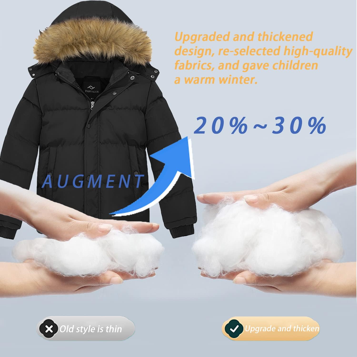 FARVALUE Boys Water Resistant Winter Coat Warm Quilted Puffer Jacket Hooded Parka Thicken Down Jacket for Boys - Image 4
