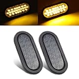 Ledvillage 6 Inch Smoked Lens Amber 24 LED Clearance Lamp w/Rubber & Plug kit included Fender Marker Lights Turn Tail for Trailer Truck 12v DC (2 Pcs)