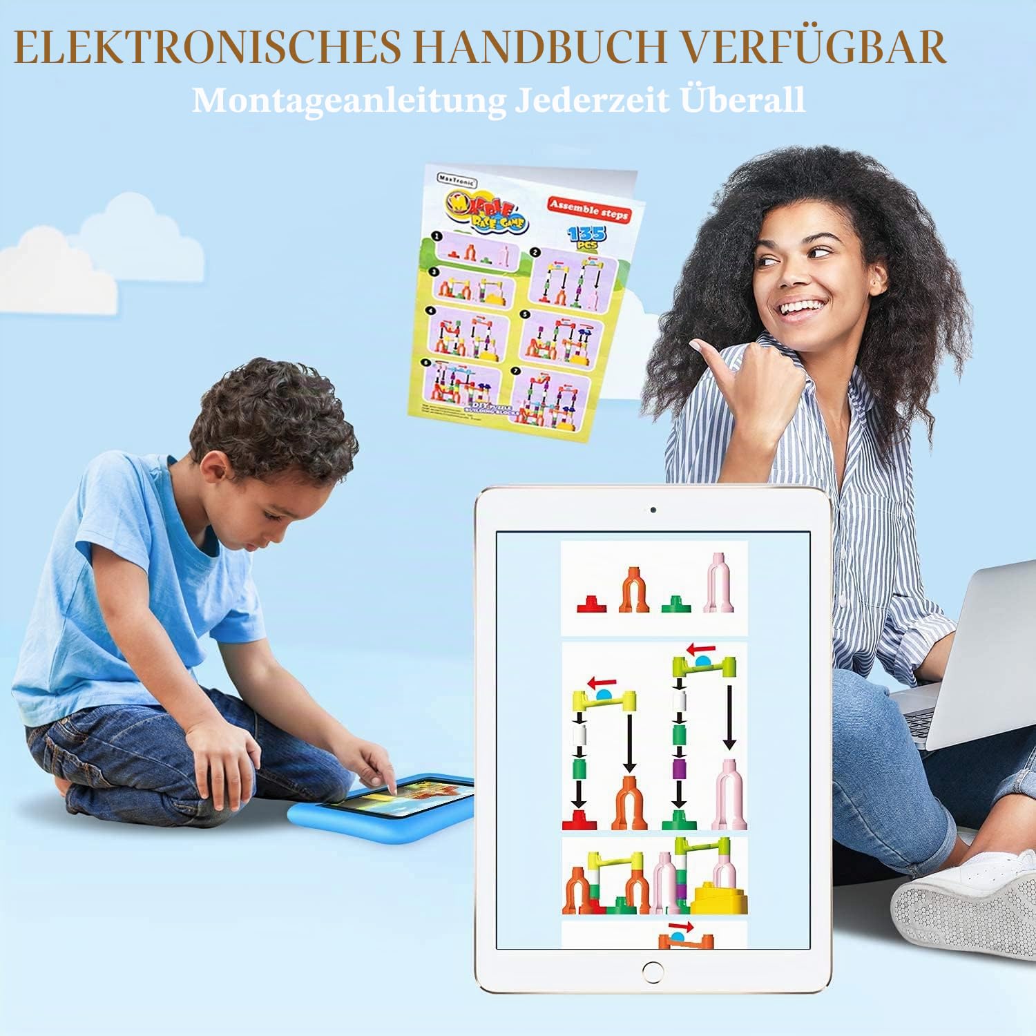 135pcs Murmelbahn mit Verschiedenen Aufbaumöglichkeiten - Kugelbahn Set Stabil Leicht Zusammenzubauen- Murmelbahn ab 3 Geburtstagsgeschenk