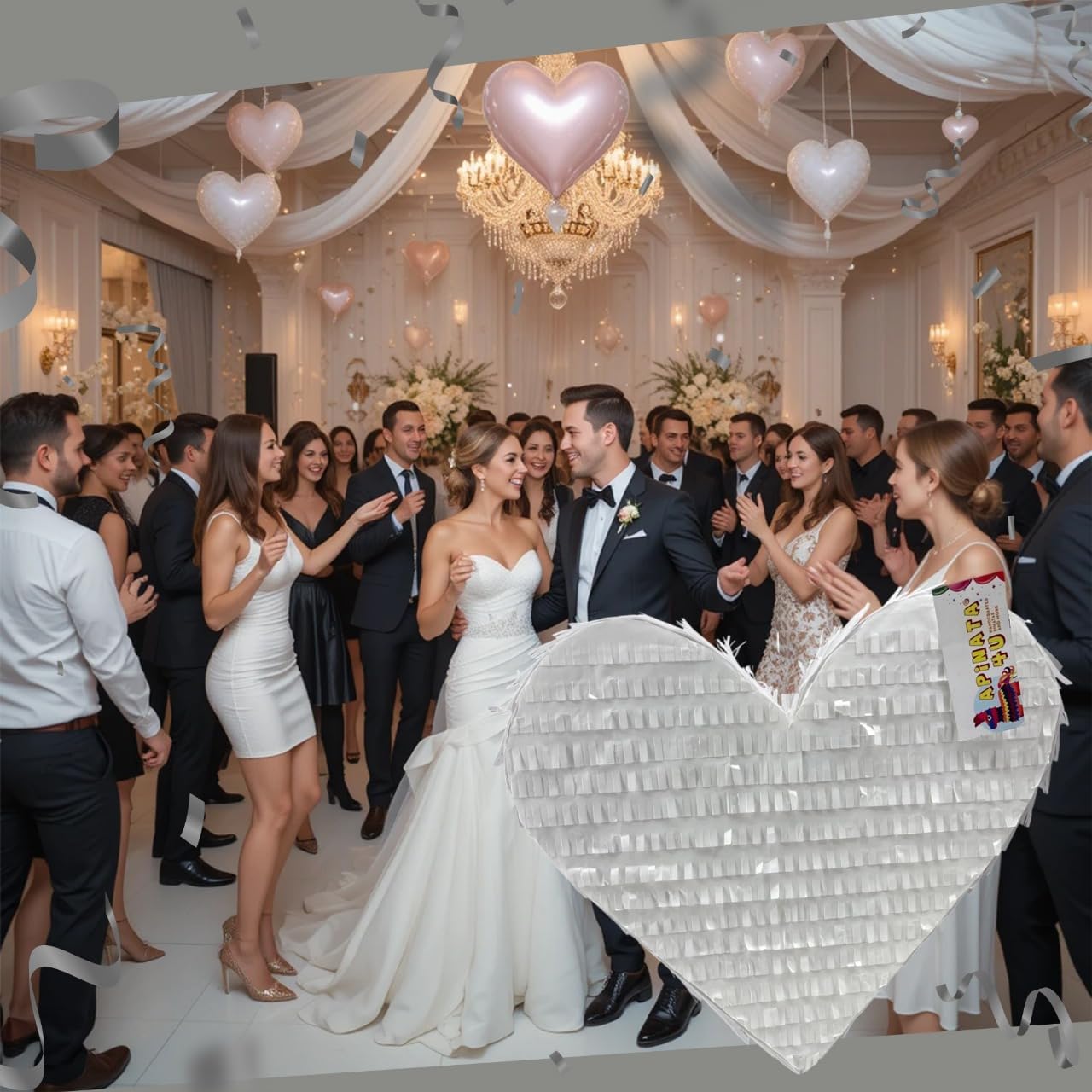 White Heart Pinata 17" Wedding Decoration Bridal Shower Party Heart Shaped Pinata Bride To Be Photo Prop