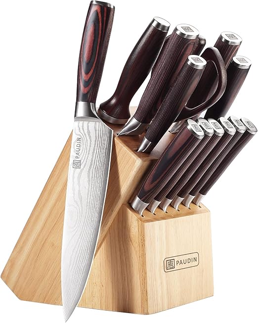 PAUDIN Knife Set, 14 Pieces Kitchen Knife Set, Ultra Sharp