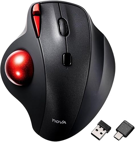 Miniatura 10 de SANWA Mouse ergonómico con cable, ratones de bola de rodadura óptica, botones silenciosos programables, Trackball de 1.339 in, DPI ajustable con