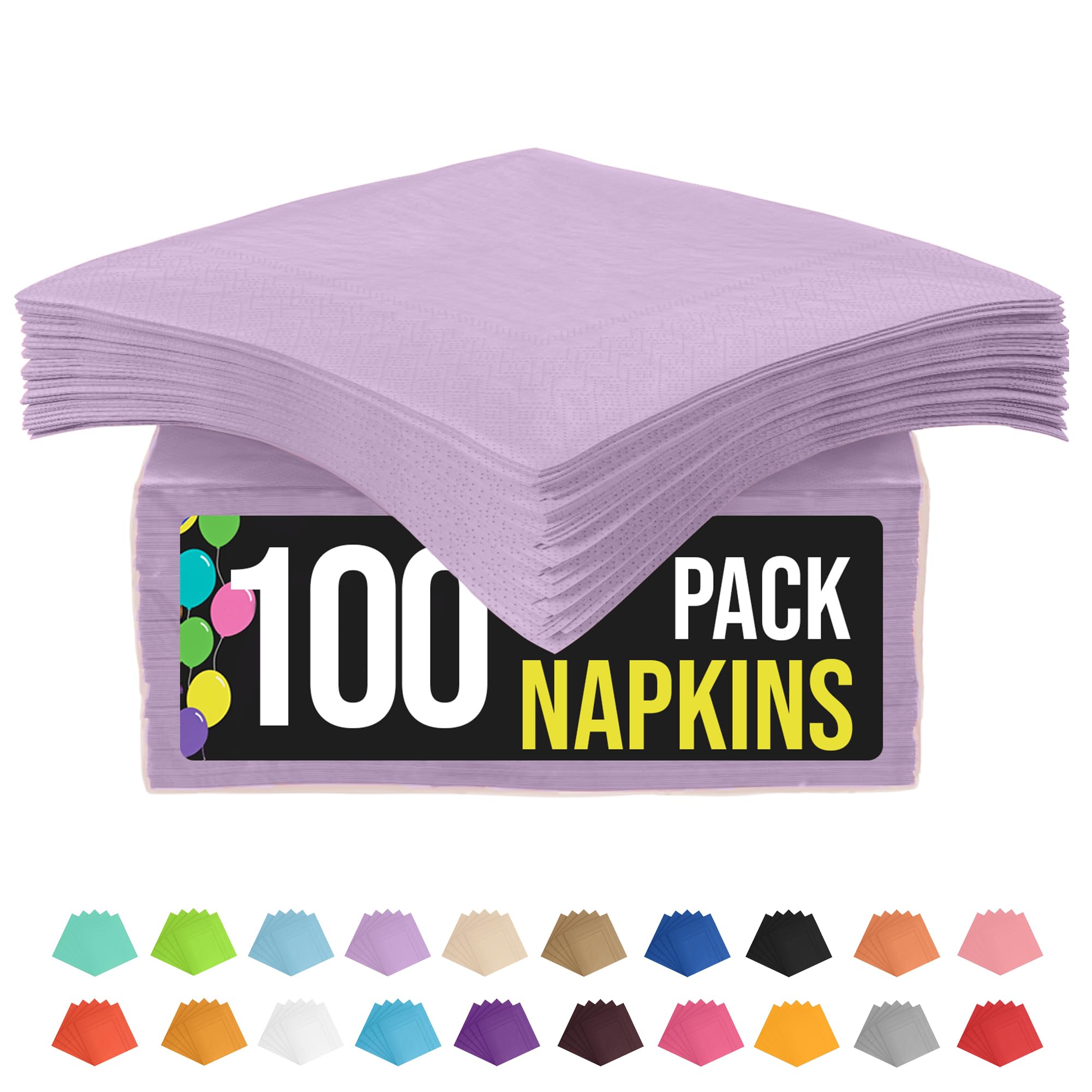 Party Solids Lavender Napkins Disposable Everyday 100 Pcs 2 Ply Lavender Dinner Napkins Bulk For Parties & Party Supplies