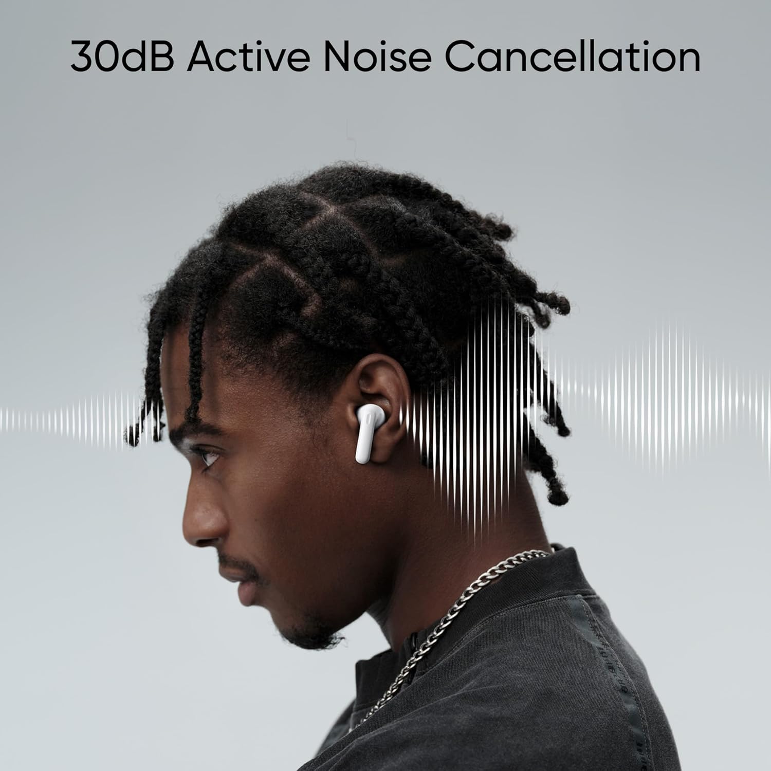 realme Earbud T300, Deep Bass, 30db ANC, Immersive Sound, Up to 40 Hour Playtime with Charging case, Bluetooth 5.3, Youth White - Image 4