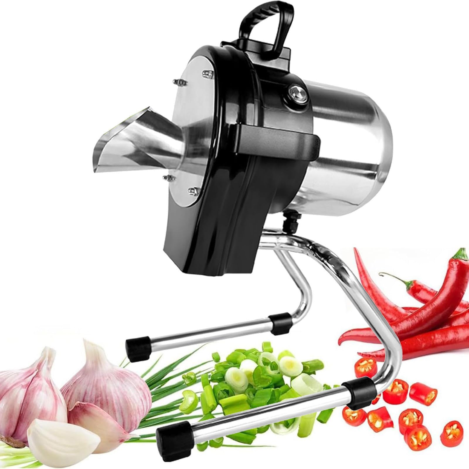 FHRKA Electric Vegetable,6000RPM Heavy Duty Stainless Steel Food Processor & Chopper Machine, Commercial Spring Onion Slicer (110LK)