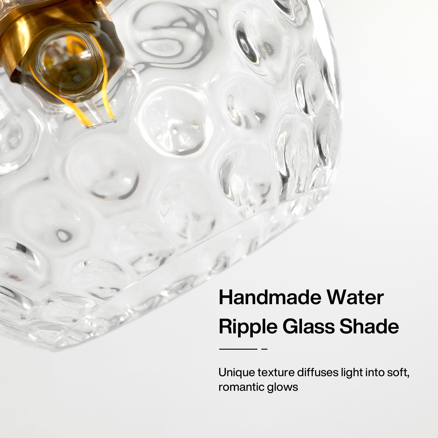 Tribesigns Pendelleuchte 3 Flammig, Vintage Hängelampe mit Wasserriffel Glas, Höhenverstellbare Hängeleuchte Esstisch, E27 Glas Pendelleuchte für Esszimmer, Küche, Wohnzimmer, Schwarz