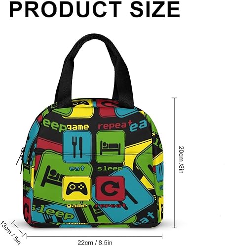 Miniatura 2 de Eat Sleep Game Repeat - Bolsa de comida aislada para preparar la lonchera, contenedor portátil