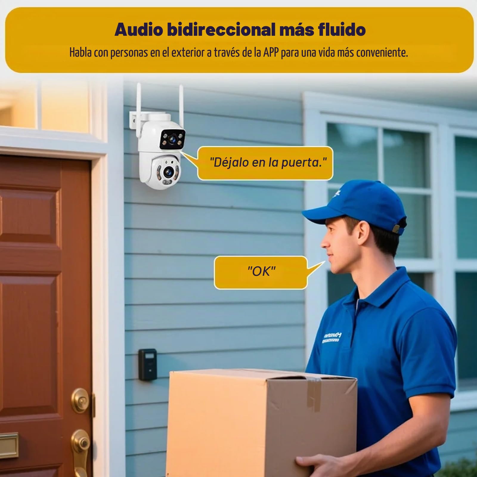 Cámara IP Tuya WiFi de Doble Lente de 5MP+5MP, cámara de Seguridad Exterior con visión Nocturna, Seguimiento automático PTZ y Audio bidireccional para videovigilancia,Camera