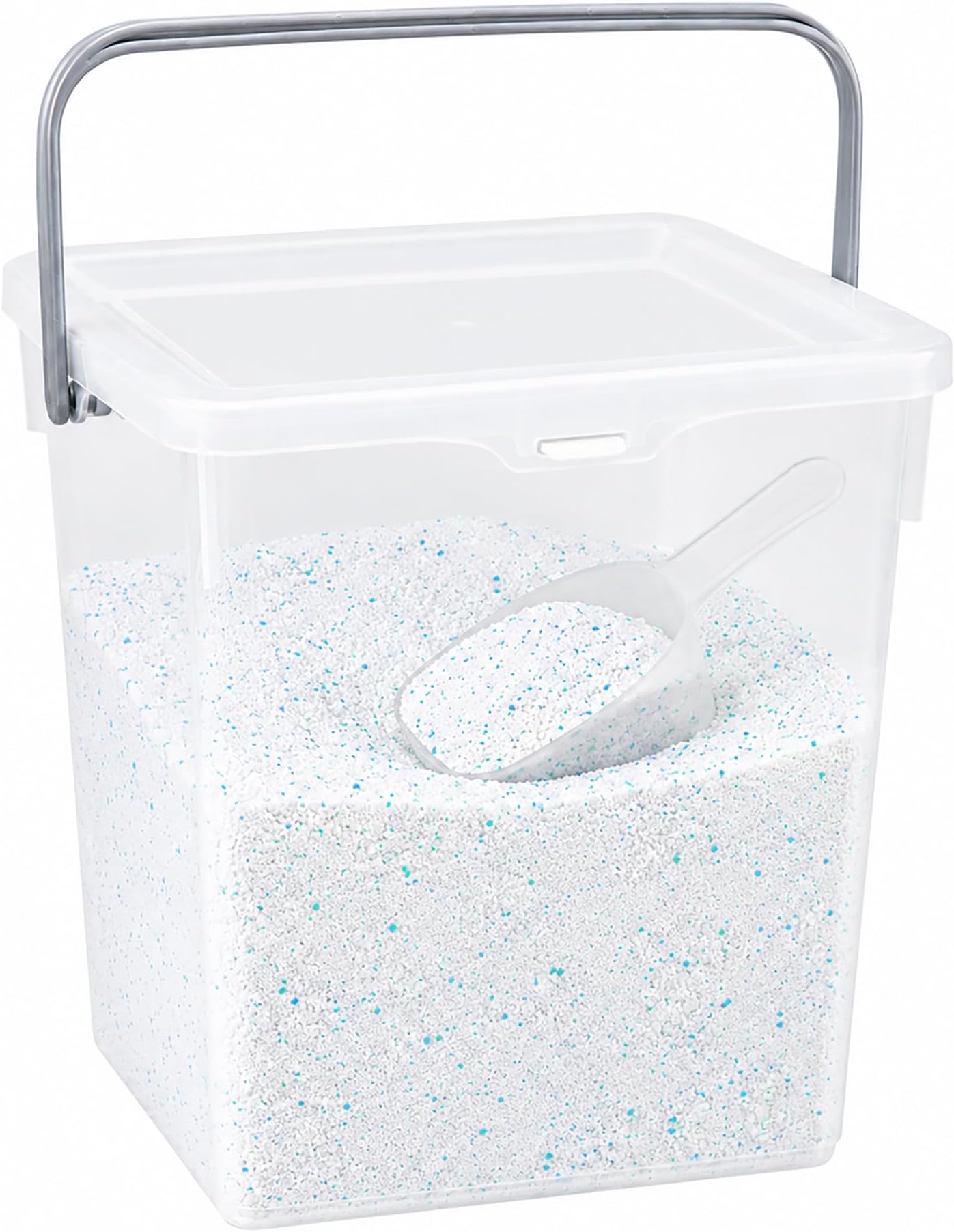 plastific Plastic 5L Storage Container With Lid and Carry Handle - Soap Laundry Washing Powder Washing Powder Storage Container, laundry Room Accessories (5L - Transparent)
