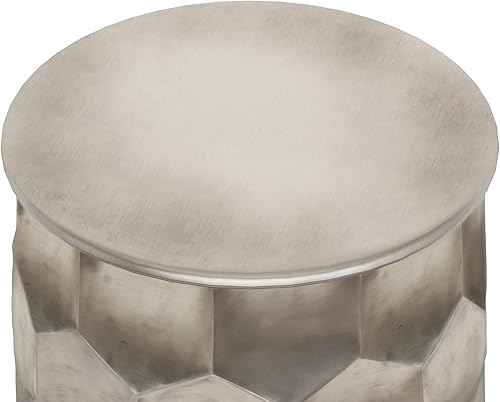 Miniatura 100 de SIMPLIHOME Morris - Mesa auxiliar de metal de aluminio fundido de 17 pulgadas de ancho en plata antigua, mesa de acento industrial con acabado en