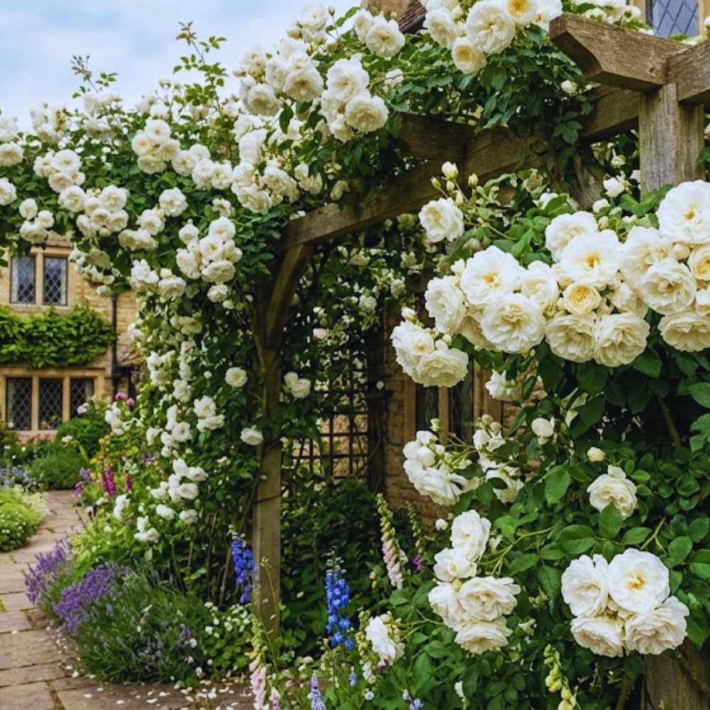 Climbing Roses Live Plant, Climbing Rose Plant Live, 5 to 7'' Tall, Fragrant Flower Bush Plants for Gardening (White)