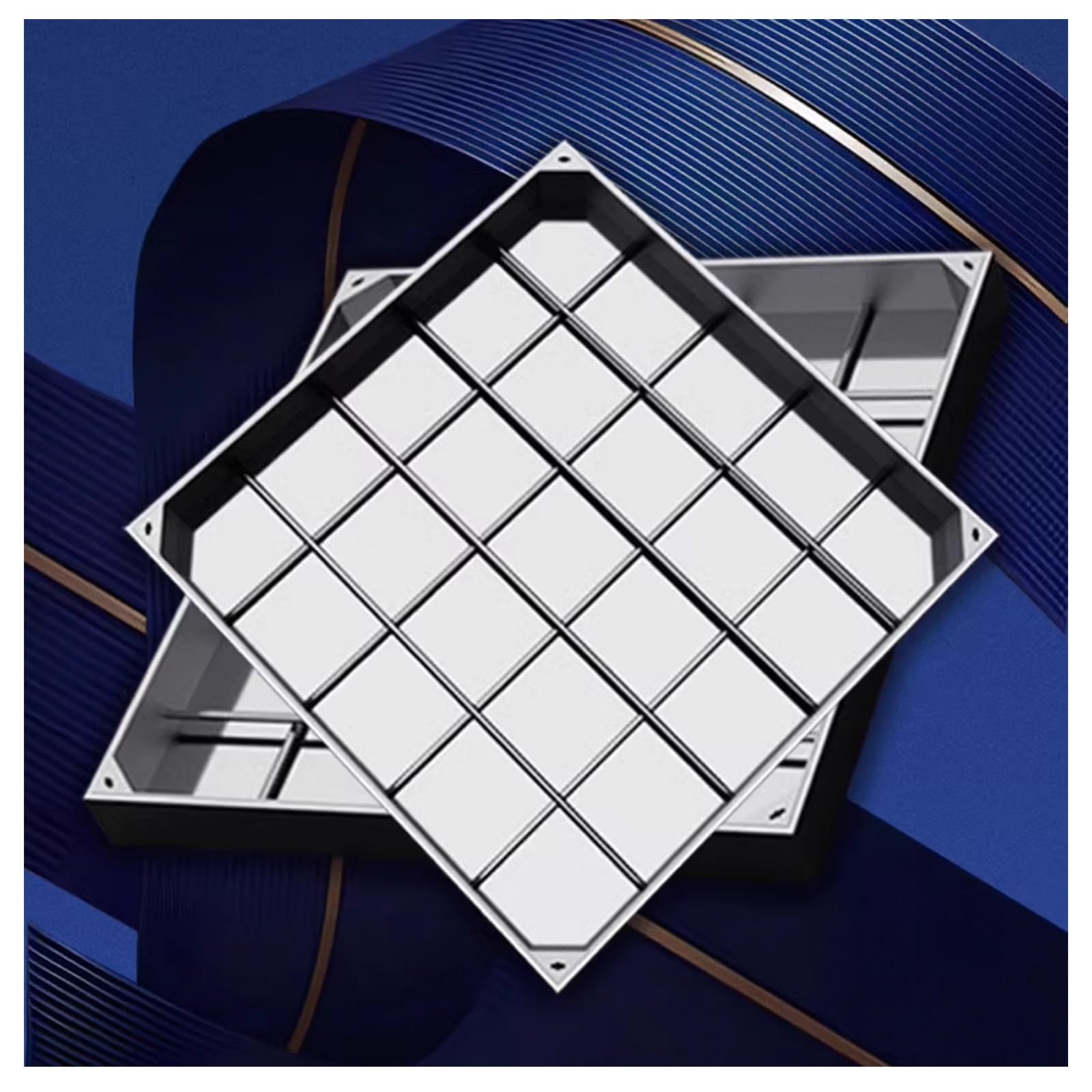 WQPMNYG Heavy Duty Stainless Steel Recessed Square Manhole Cover with Frame, 30x30cm (11.8x11.8in) for Sewer Drainage, Outdoor Yard and Pavement Use