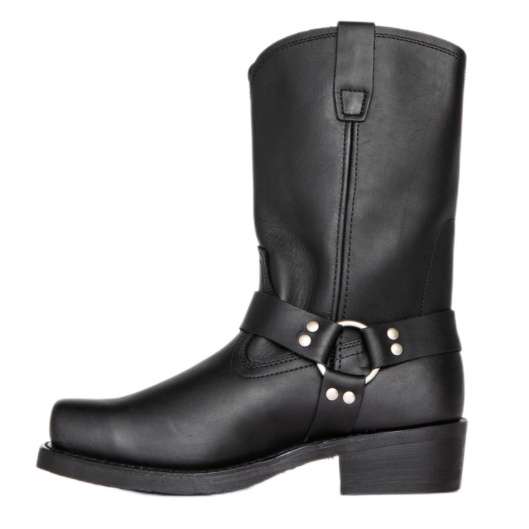 DJFOG Herren-Motorradstiefel mit quadratischer Zehenpartie, Westernstiefel zum Anziehen für Herren mit quadratischer Zehenpartie und seitlichem Reißverschluss