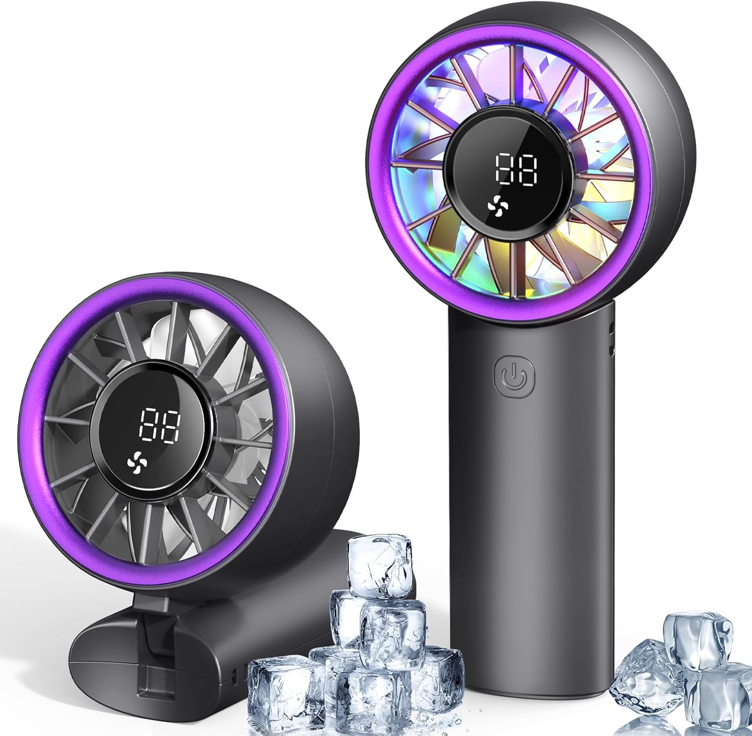 Portable Handheld Turbo Fan, 5000mAh High Speed Rechargeable Personal Hand Fan, Portable Mini Fans with Dual-Channel Tech & Night Light, 3 IN 1 Pocket Fans Travel Fann for Outdoor/Indoor Activities