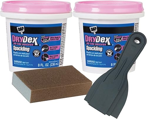 Do it Best Kit de reparación de paneles de yeso, DAP Drydex (paquete de 2) - Parche compuesto para juntas - Llenador de agujeros de uñas, masilla de