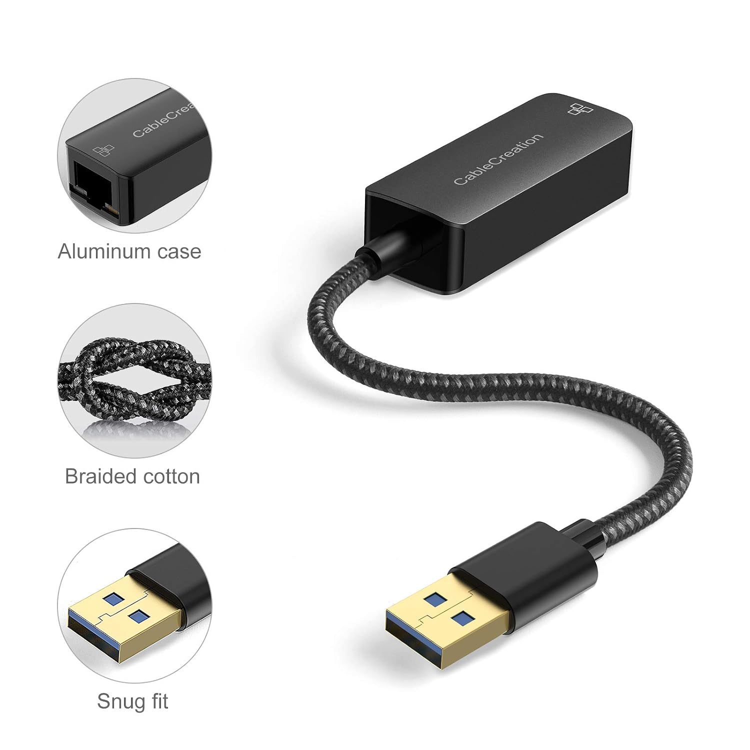 USB to Ethernet Adapter, USB 3.0 to RJ45 Gigabit Lan Adaptor, 1000/100/10Mbps Network Converter - Image 3
