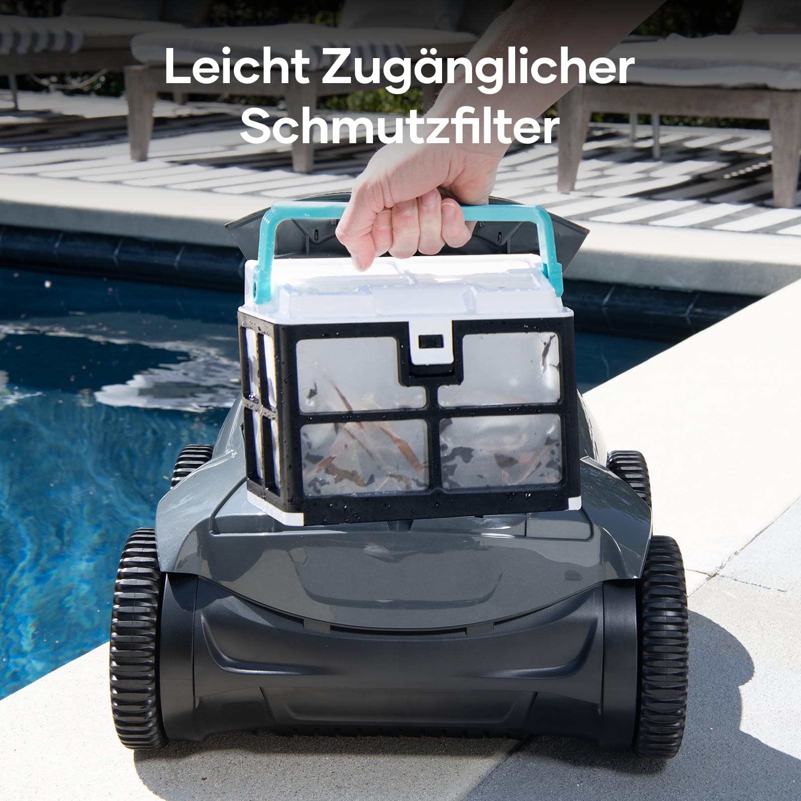 AIPER ZT6002 Poolroboter, Quad-Motorensystem, WavePath Navigationstechnologie, 3 Reinigungsmodi, Poolsauger Akku Kabellos, Poolroboter Boden und Wand Ideal für Pool bis zu 150㎡ (Generalüberholt)