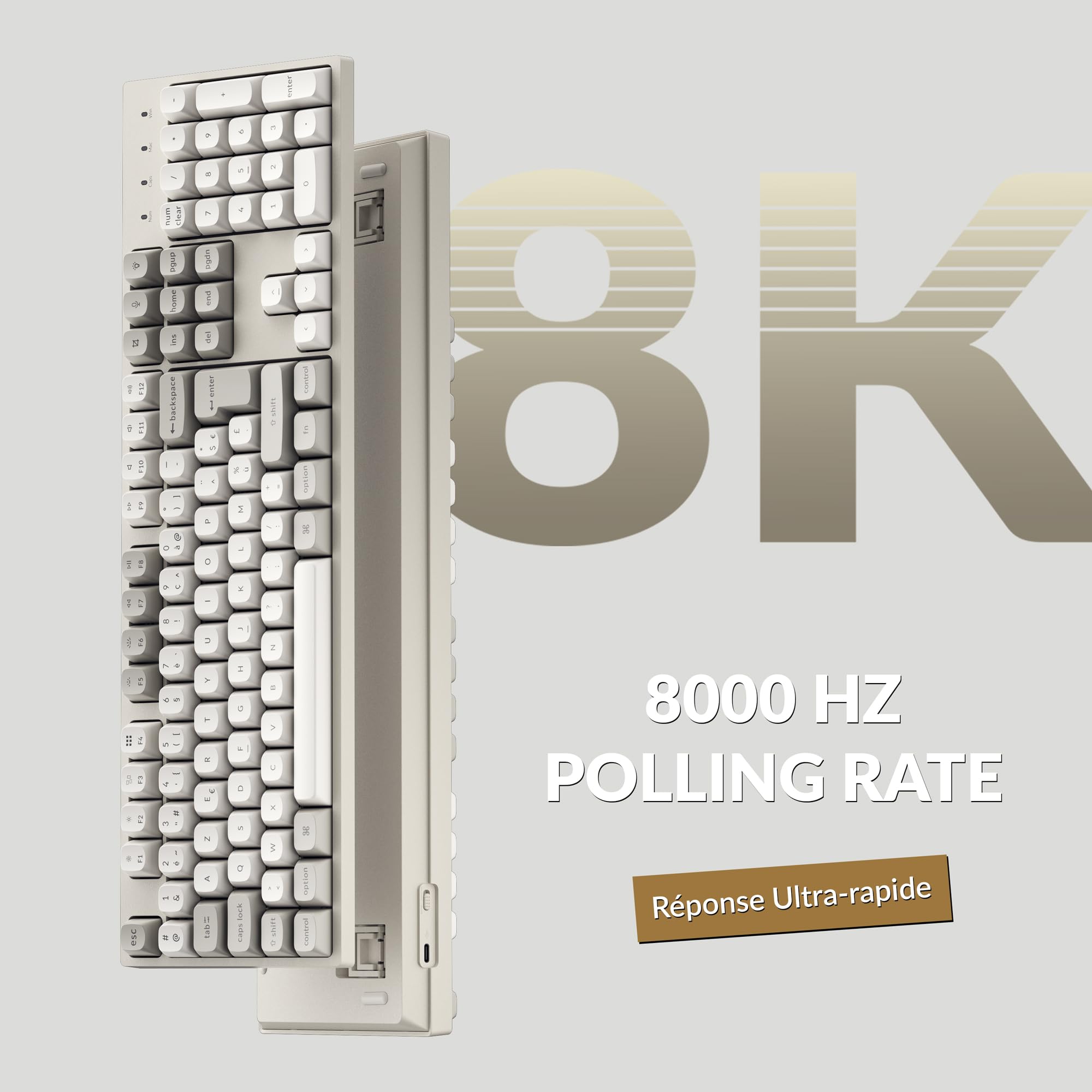 Keychron C2 Pro 8K Clavier Mécanique Filaire AZERTY, Interrupteurs Marron