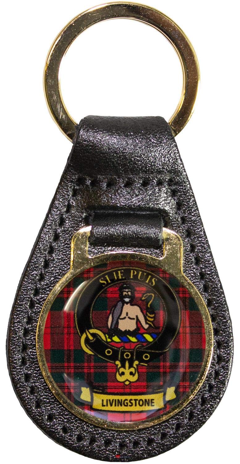 I Luv Ltd Livingstone Leather Key Fob Scottish Clan Crest Scottish Made