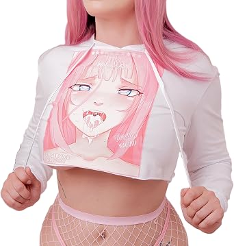Lewd Fashion Anime Girl Crop Hoodie Sweatshirt - Edgy Otaku Streetwear