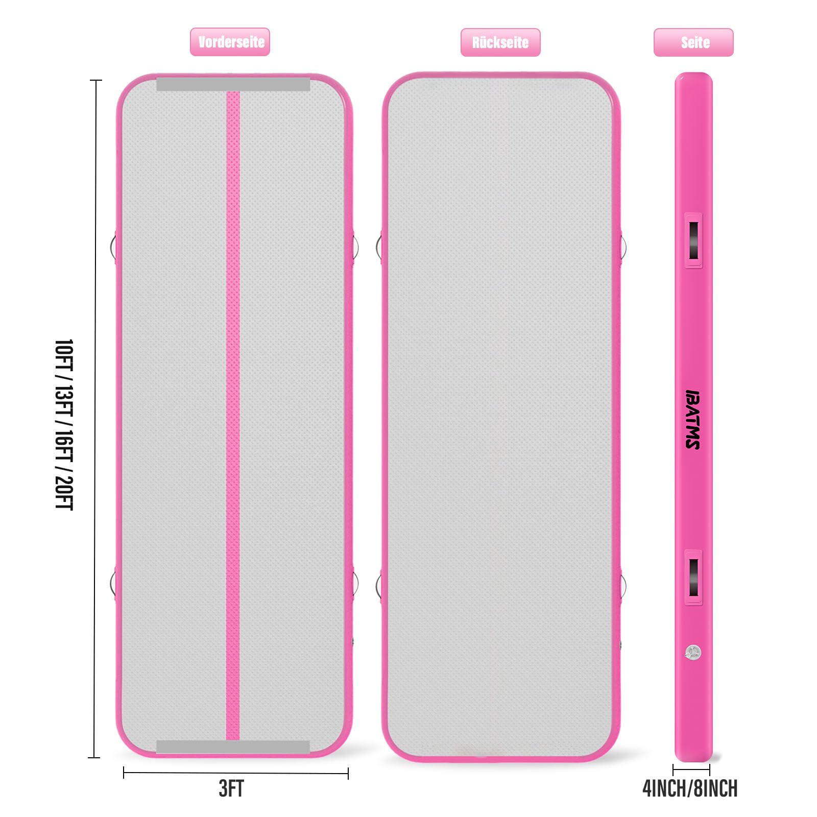 IBATMS Air Track Ginnastica Artistica 3/4/5/6 Metri, Tappeto Ginnastica Artistica da Casa con Pompa Elettrica, Tappetino Gonfiabile per Allenamento Yoga Cheerleading Fitness