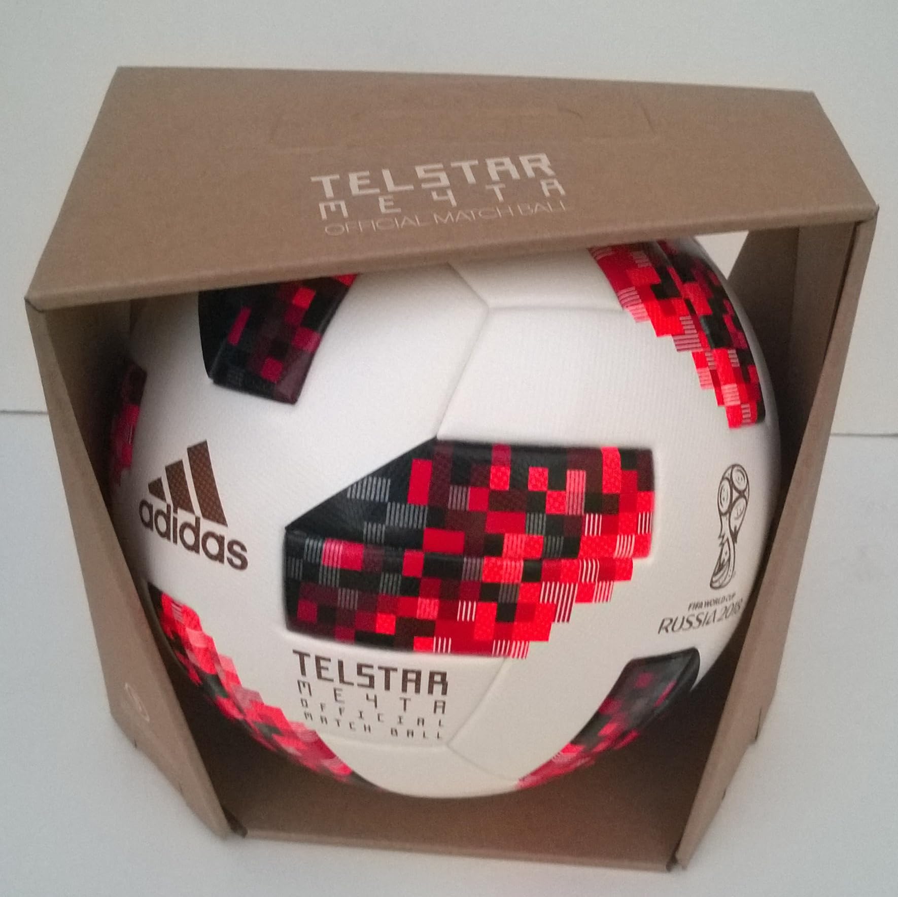 adidas Pallone MONDIALI Russia 2018 Ufficiale FIFA World Cup Knockout CW4680 Size 5 Telstar MECHTA OMB Bianco Rosso Whithe Solar Red Pallone Mondiale Russia Originale Calcio Calcetto