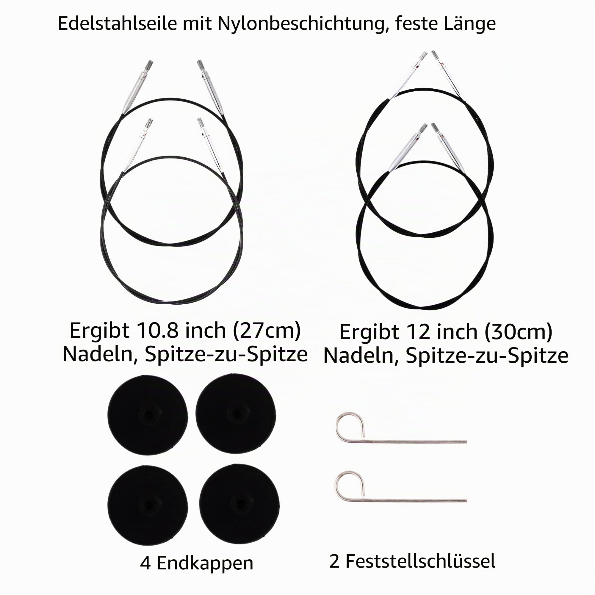 KnitPro Zing Mini Set 5,1 cm Rundstricknadeln Größe 2,5, 4, 5, 6, 7, 8, 9, 10, austauschbar, 4 Kabel, 4 Kappen, 2 Schlüssel, Stoffetui mit Projekttasche