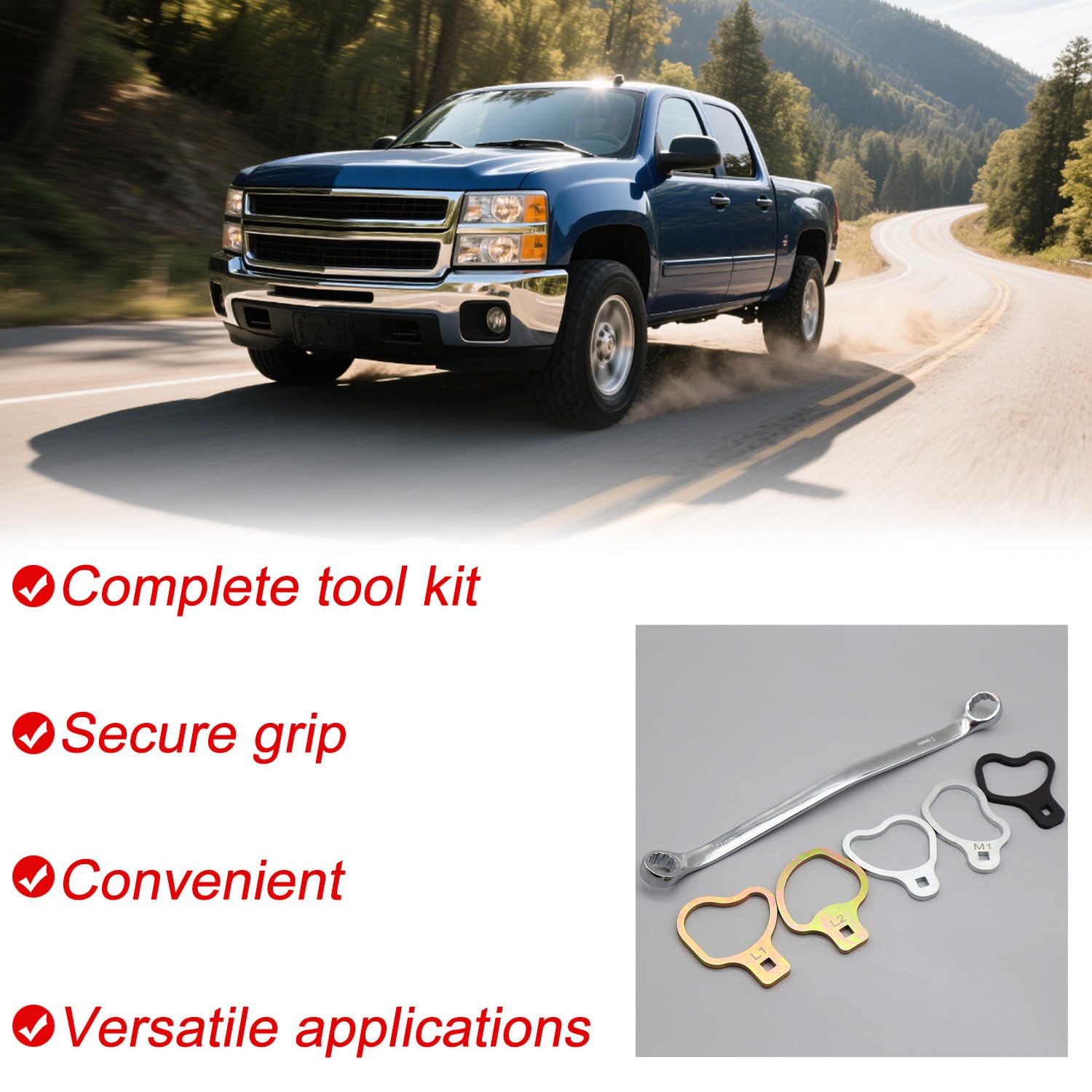 Kit de 6 ruedas compatibles con Chevrolet GMC, 41620 herramientas de sujeción de ajuste de leva con llave de 21 mm/24 mm