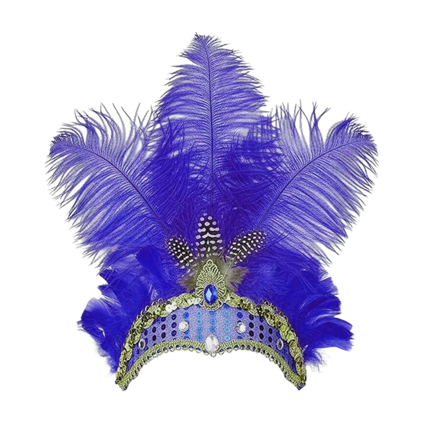 BOSTEU Showgirl Feather Headpiece Carnival Headband Vegas Costume Accessories Party Women Girls (blue)