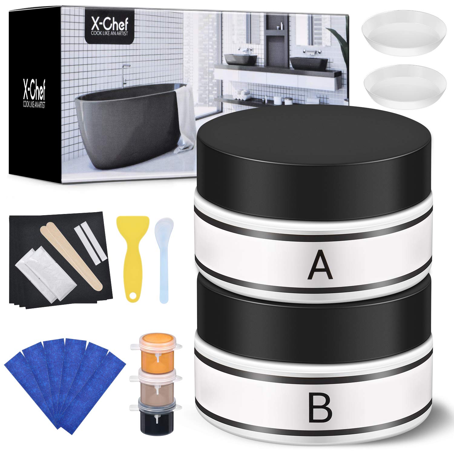 Buy XChef Tub Repair Kit Color Match, Fiberglass Tub Repair Kit for
