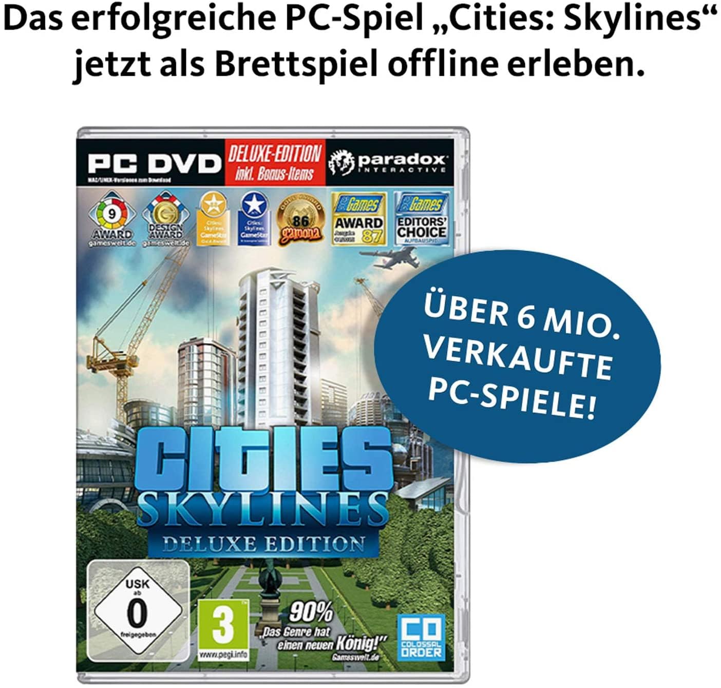 Kosmos 691462 - Cities: Skylines, Das Brettspiel zum PC-Spiel, Für 1 bis 4 Spieler ab 10 Jahren