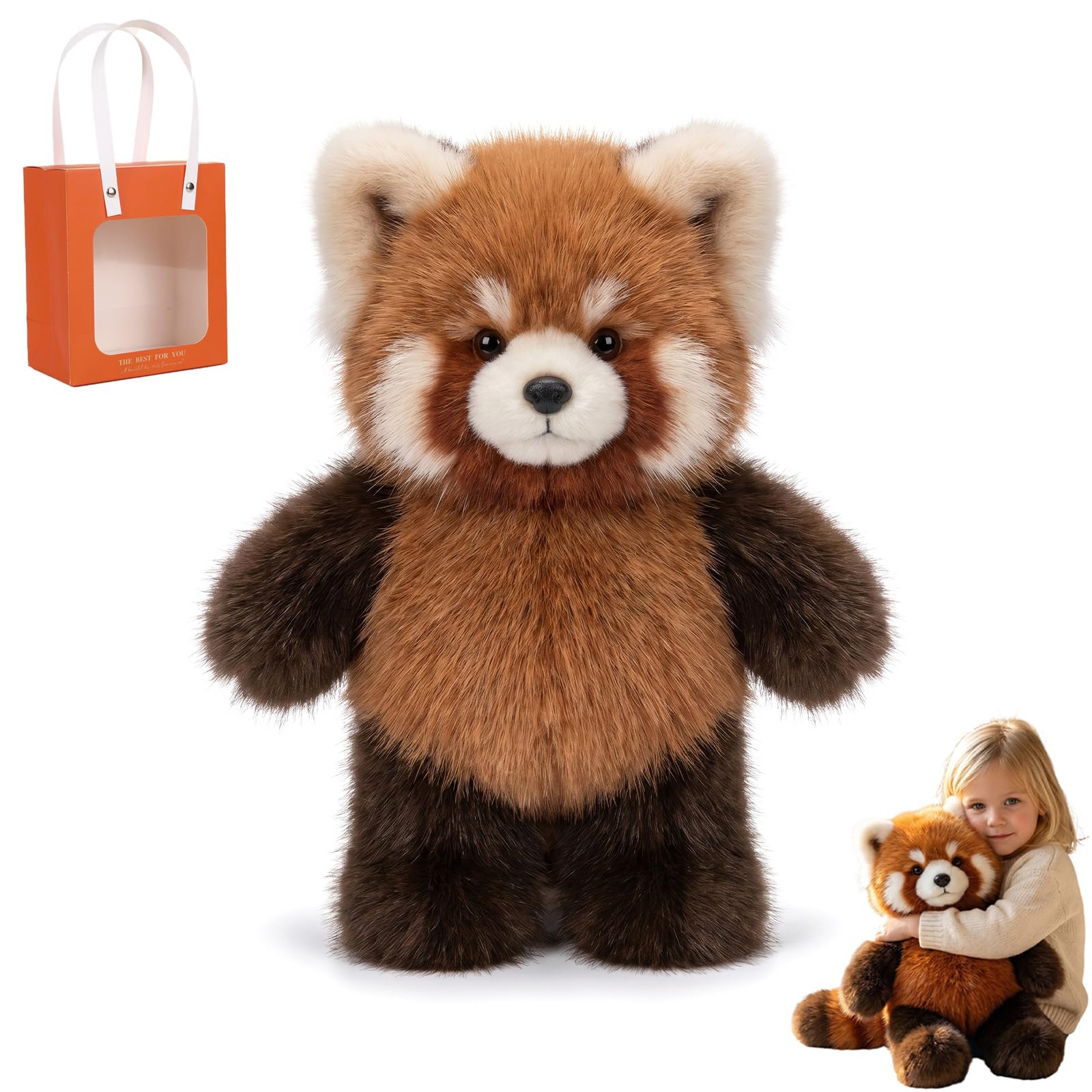 Laufendes Kuscheltier Roter Panda 55cm - Interaktives Moomoo Plüschtier, Running Plushies für Stressabbau, Süßes Panda Kuscheltier als Geschenk für Kinder und Erwachsene (1pc)