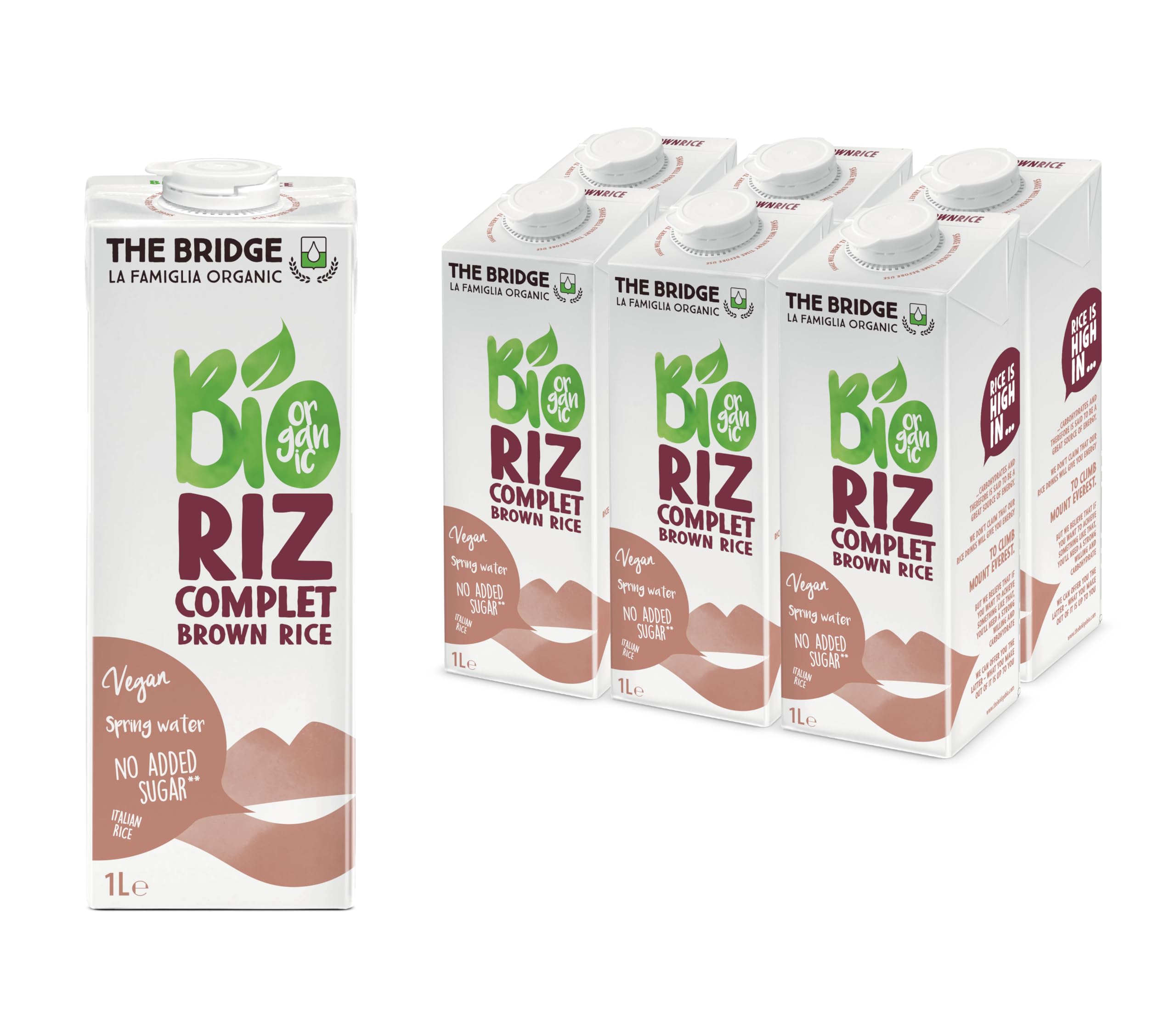 The Bridge - Bio Brown Rice Drink - Bevanda Biologica a base di Riso Integrale (Formato da 1 litro, Scatola da 12 pezzi)