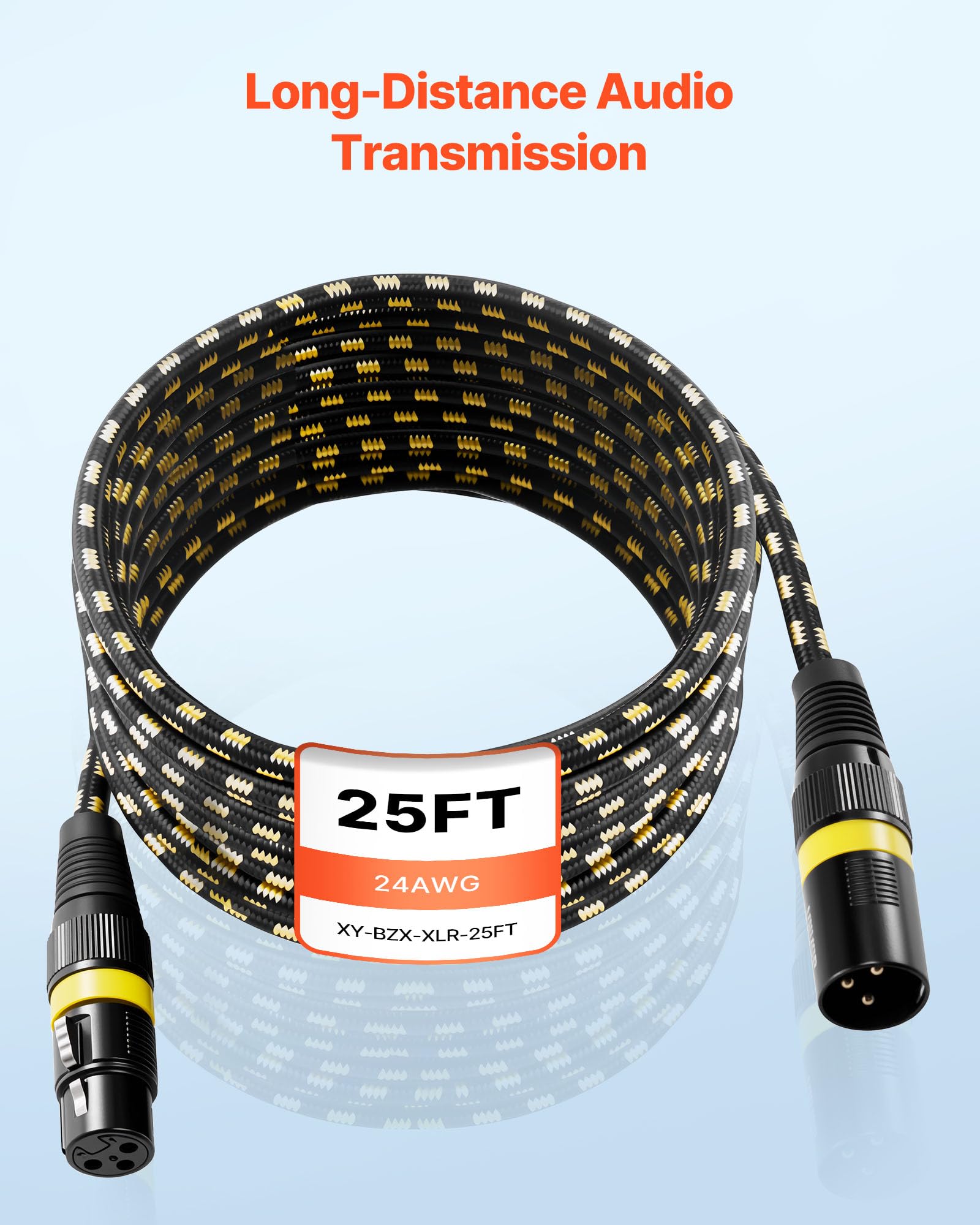 VEVOR Cavo Audio Cannon XLR da 7,62 m, 6 Pezzi, Cavi per Microfono DMX Bilanciati Schermati da Maschio a Femmina, Cavi a 3 Pin Placcati in Oro, per Illuminazione da Palco, Sistemi di Altoparlanti