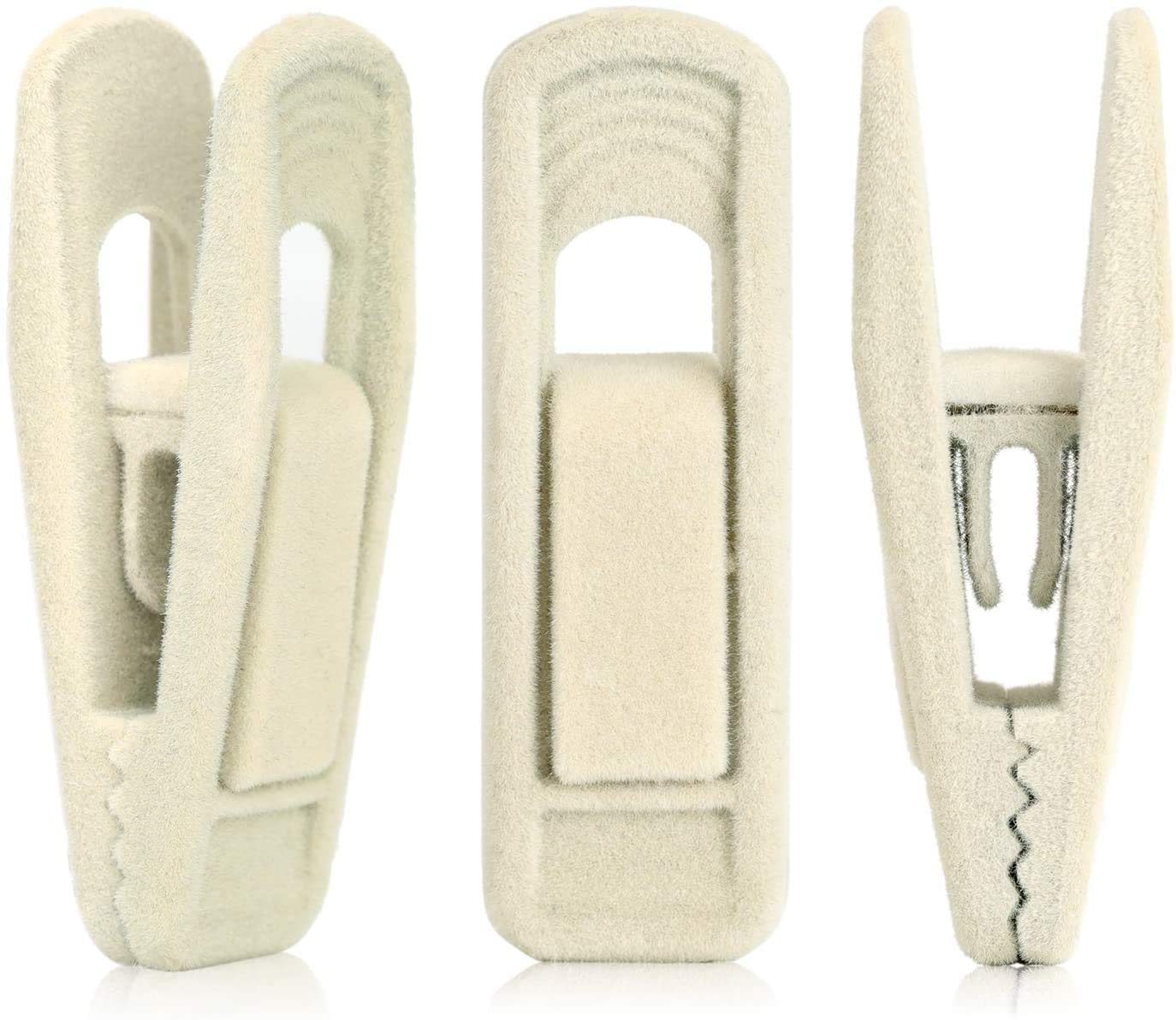 TOROTON Velvet Hangers With Strong Finger Clips, Perfect for Thin Hangers, 20 Pack Beige Pants Clips