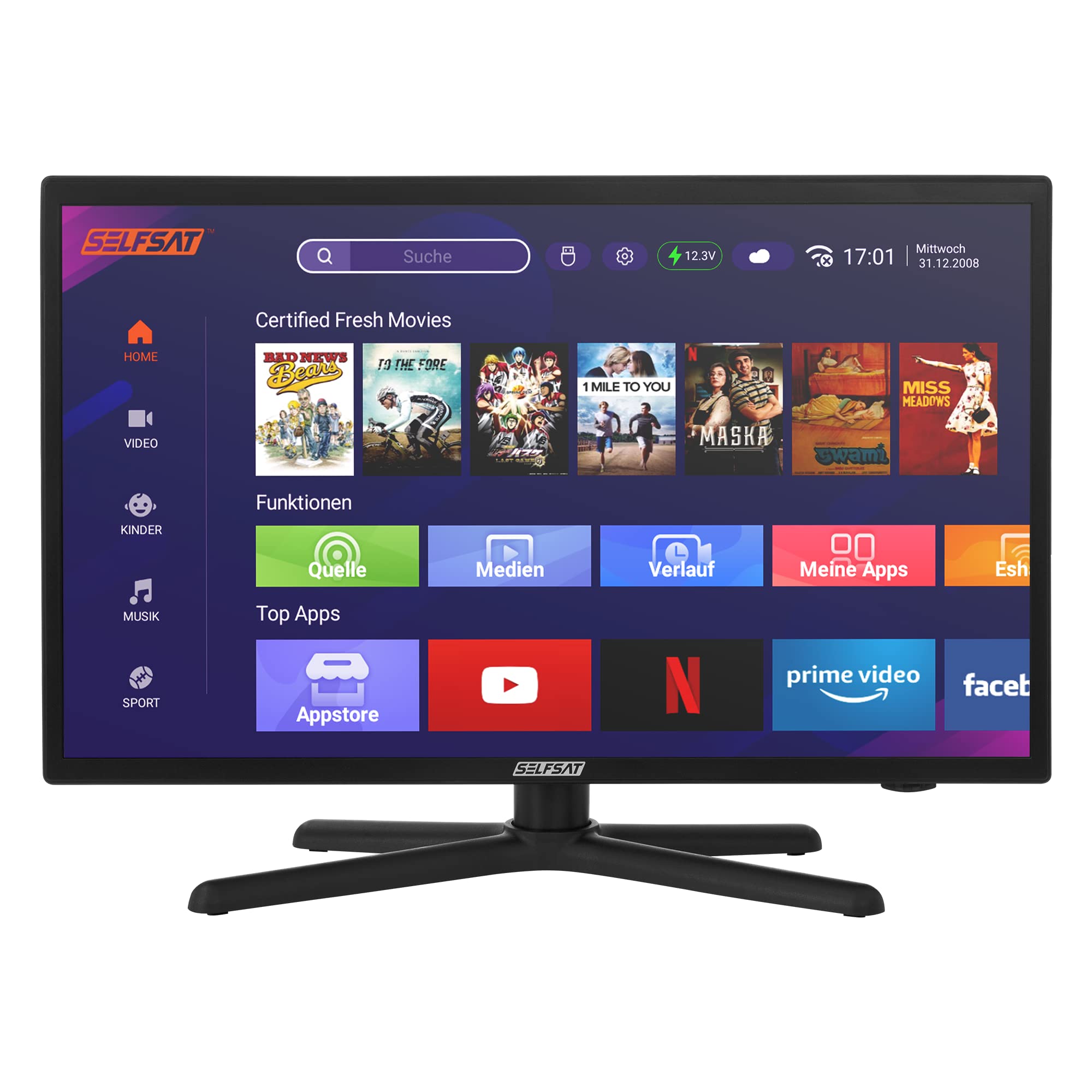 SELFSAT 1222 Smart TV DVB-S2/C/T2 WiFi Bluetooth 55cm - Dettaglio