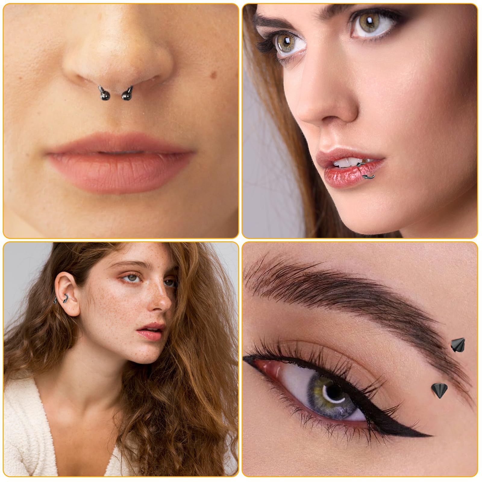 8 szt. 16 g pierścienie do nosa ze stali nierdzewnej na zawiasach bezszwowy kolczyk do nosa podkowy piercing biżuteria, muszla helix wieża warga chrząstka kolczyk dla kobiet mężczyzn