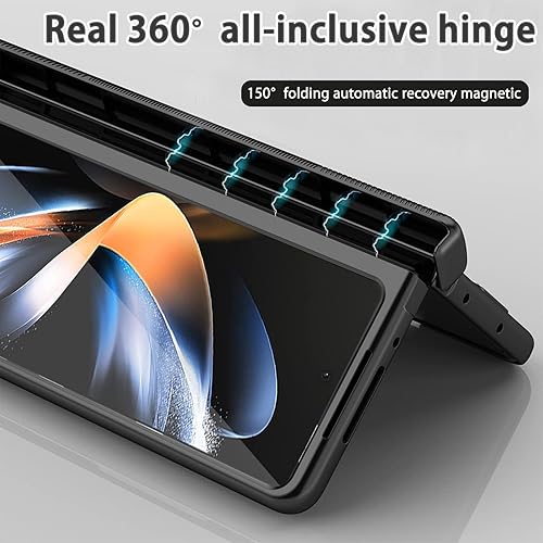 Miniatura 7 de NINKI Funda compatible con Samsung Galaxy Z Fold 4 5G con S Pen y protección de 2 bisagras, cubierta protectora chapada magnética con protector de