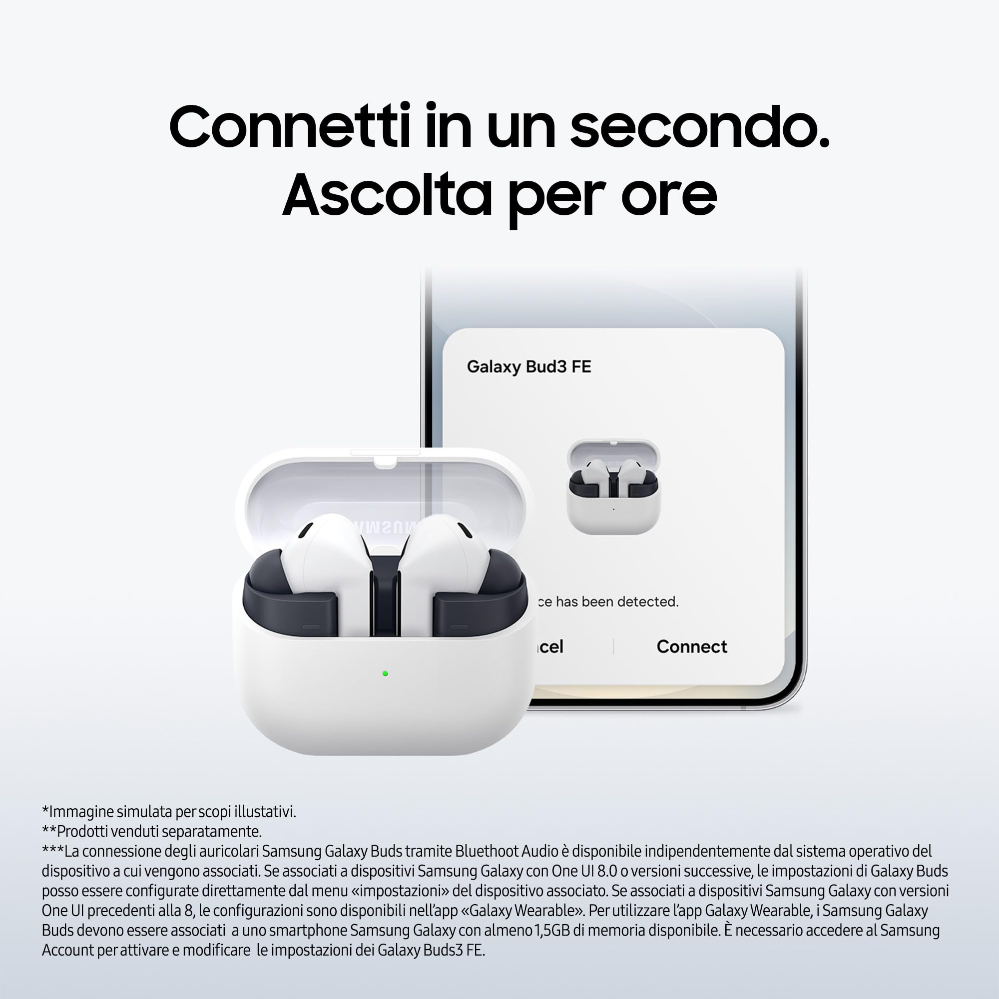 Samsung Galaxy Buds3 FE Auricolari Wireless Cancellazione Attiva del Rumore Audio 360 Nero 2025