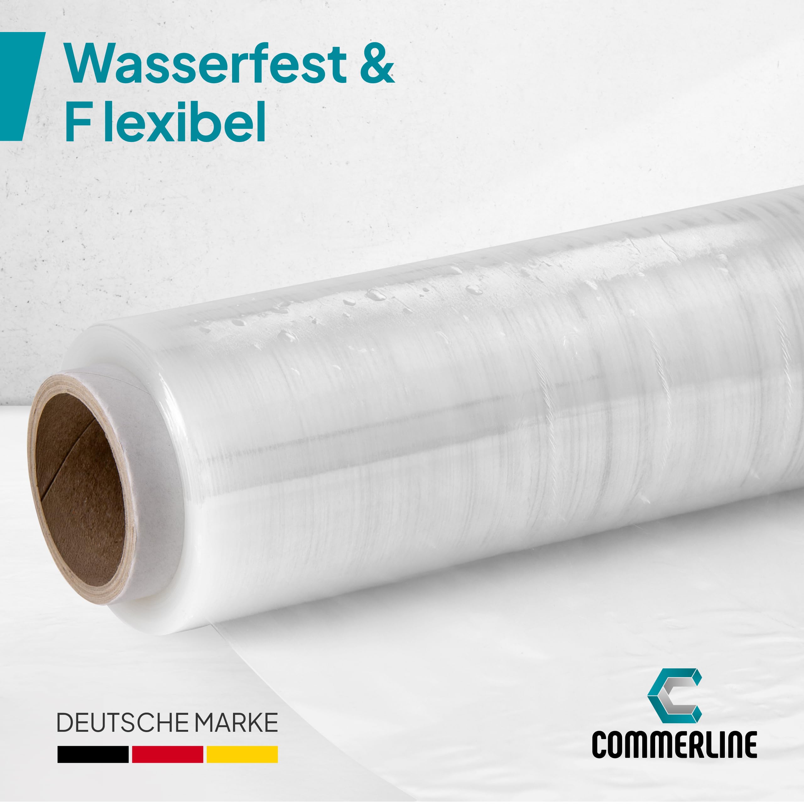 Commerline Stretchfolienrolle 50 cm 1500 g 6 Rollen Transparent