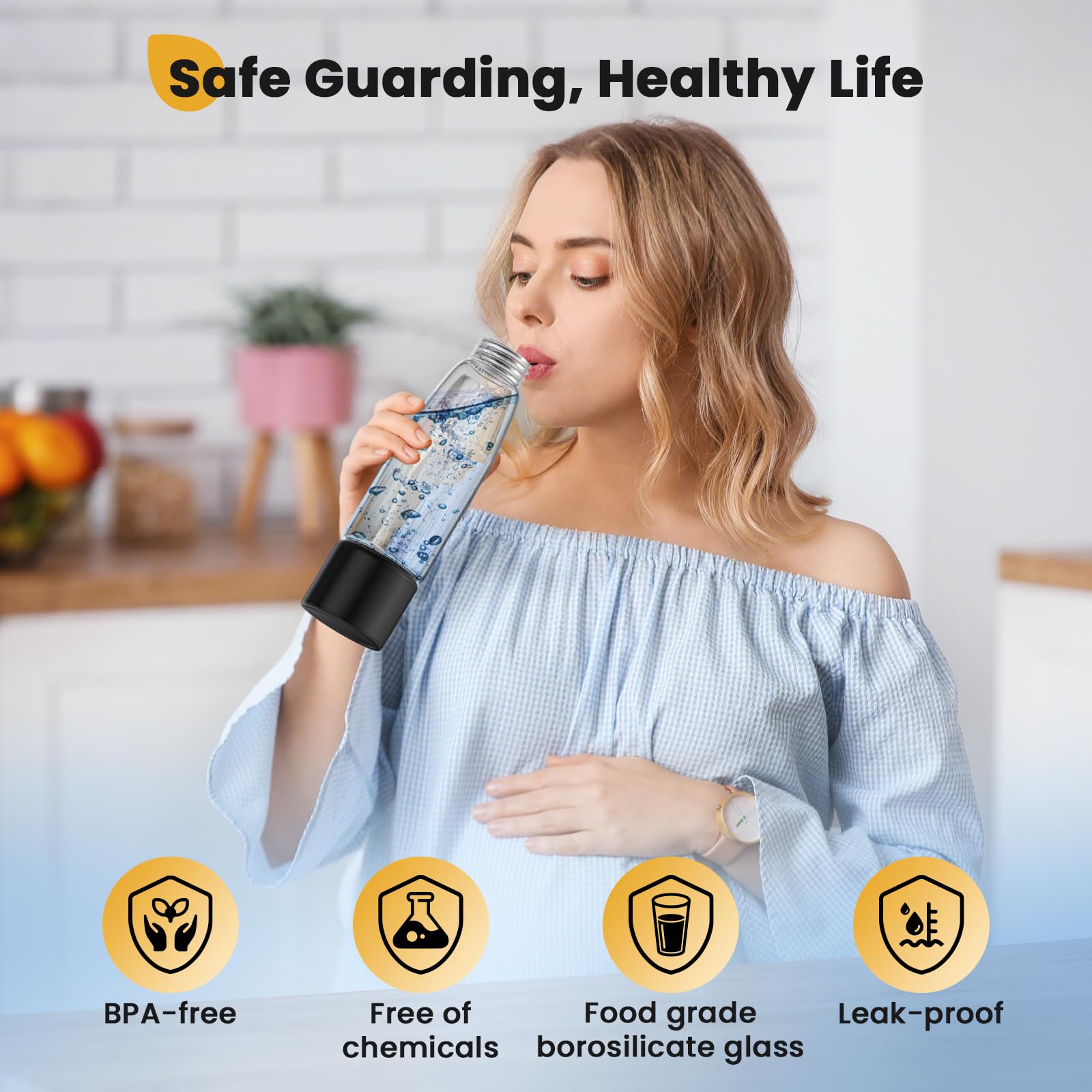 LOOHOI Hydrogen Water Bottle Generator,2025 New Hydrogen Water Bottle with Advanced SPE/PEM Tech-3 Min Up to 2300+ PPB,Portable & Rechargeable Hydrogen Water Ionizer Machine for Home
