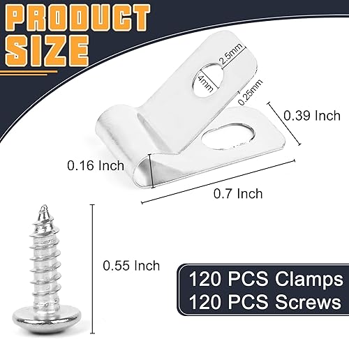 Miniatura 2 de 120 abrazaderas de alambre de acero inoxidable con 120 tornillos de acero inoxidable para alambre soldado calibre 12-16 a valla de madera, metal o