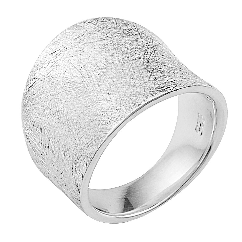 Vinani Bague bombé simple brossé large massif Argent Sterling 925 2RMX