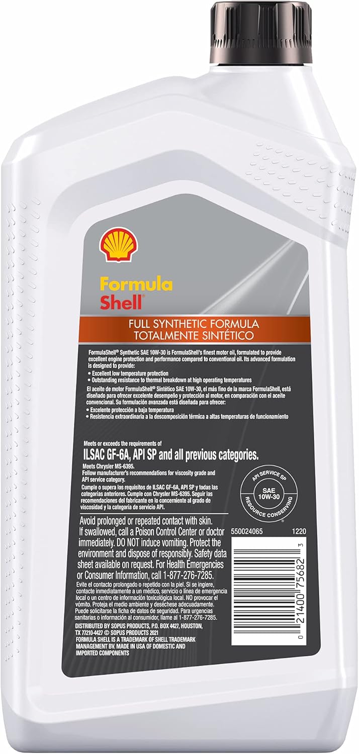 Formula Shell Full Synthetic 10W-30 Motor Oil (1 Quart, Case of 6)
