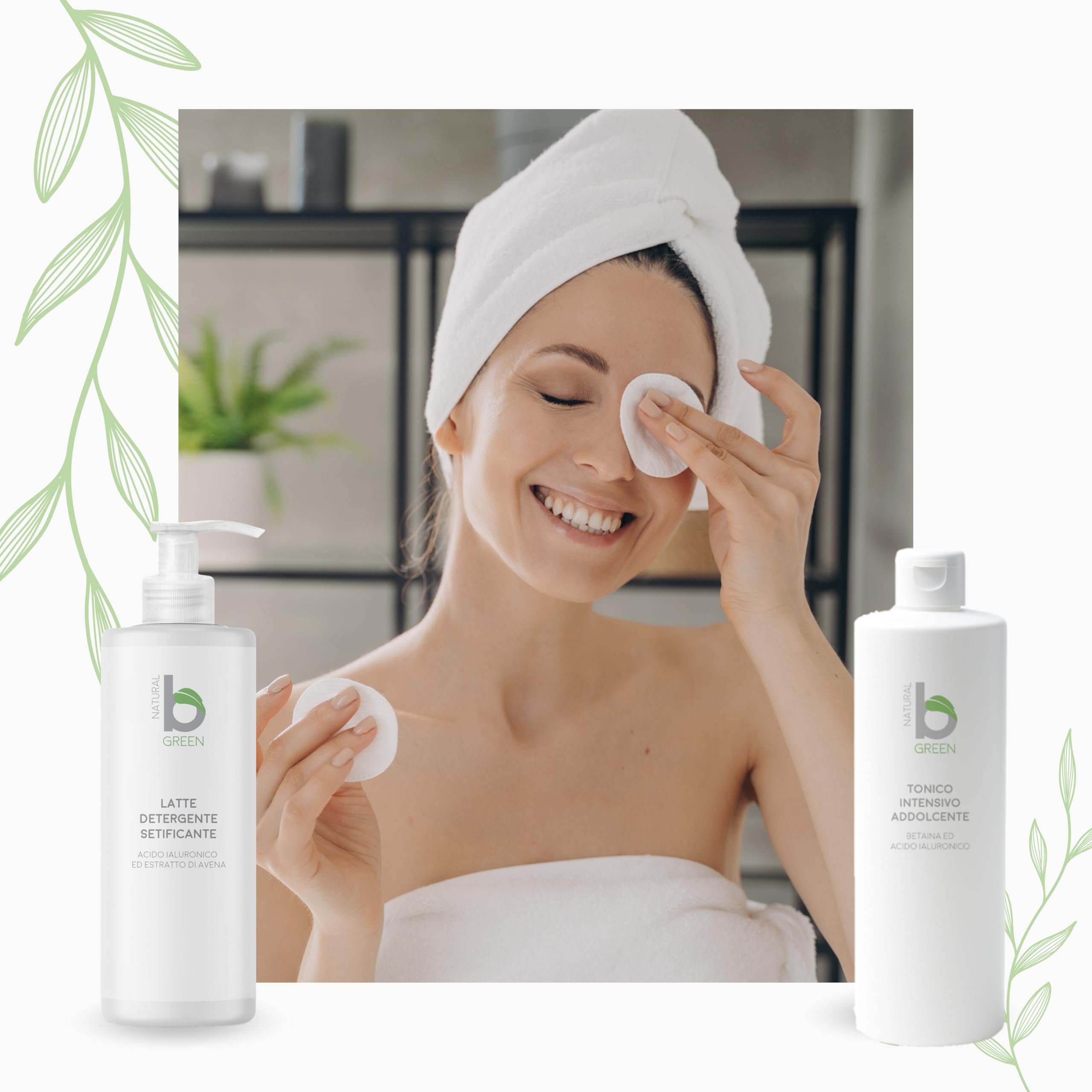 Set Detergente Viso Naturale Bio, Latte Detergente e Tonico Purificante, Senza Parabeni e Alcol, 500ml
