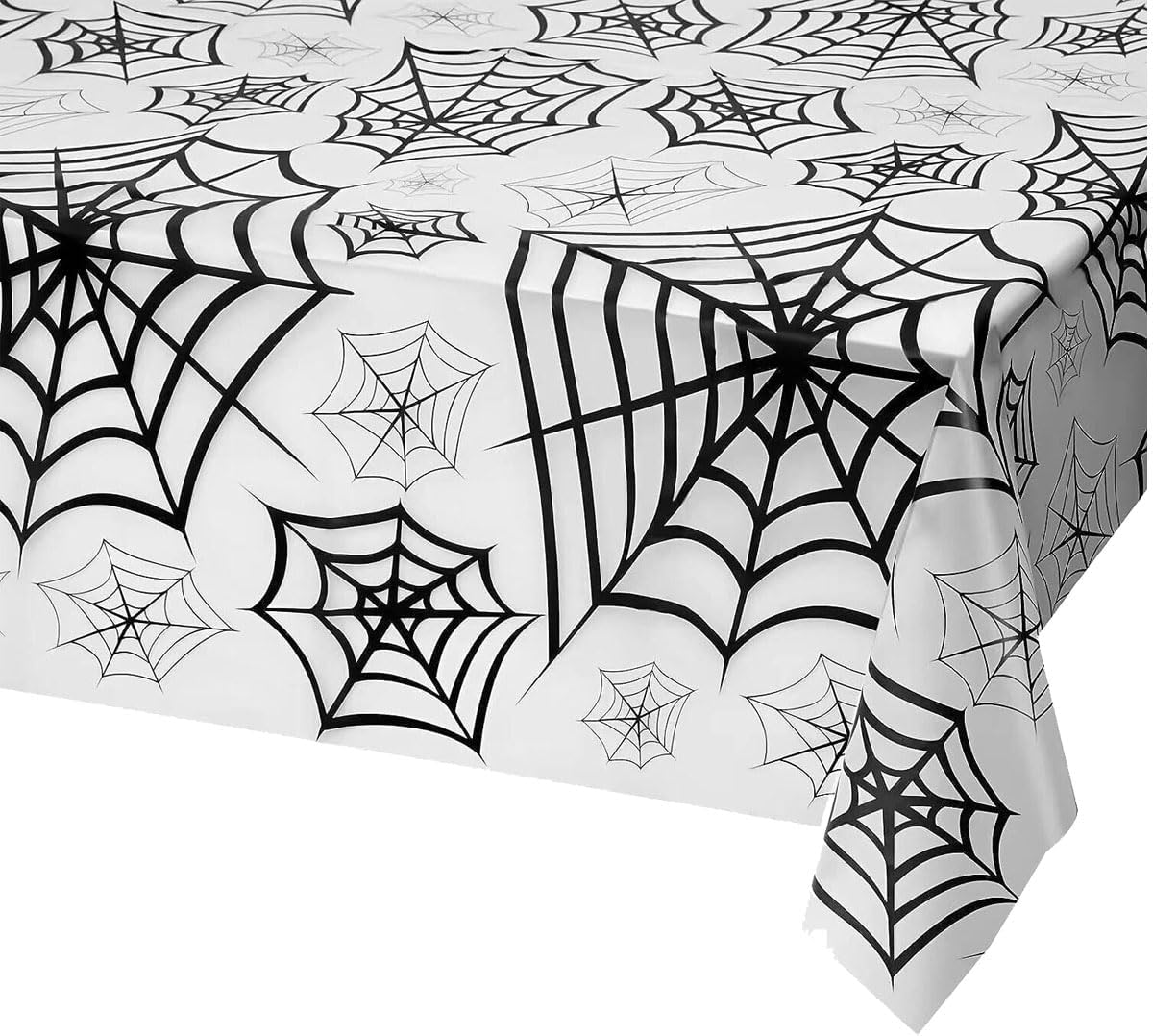 Halloween Table Cloth, 1 PCS Spider Web Tablecloths Halloween Party Decorations Spider Web Vinyl Waterproof Rectangle Tablecloth, Halloween Table Cover for Halloween Table Decoration, 54 X 108 Inch
