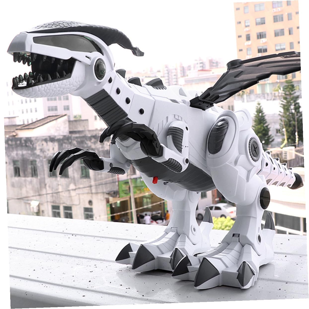 TOYANDONA Dinosauro Elettrico Telecomandato Nebulizzazione e Animazione per Scrivania Decorativo Creativo per Ragazzi e Ragazze da Collezione in Camera o Ufficio