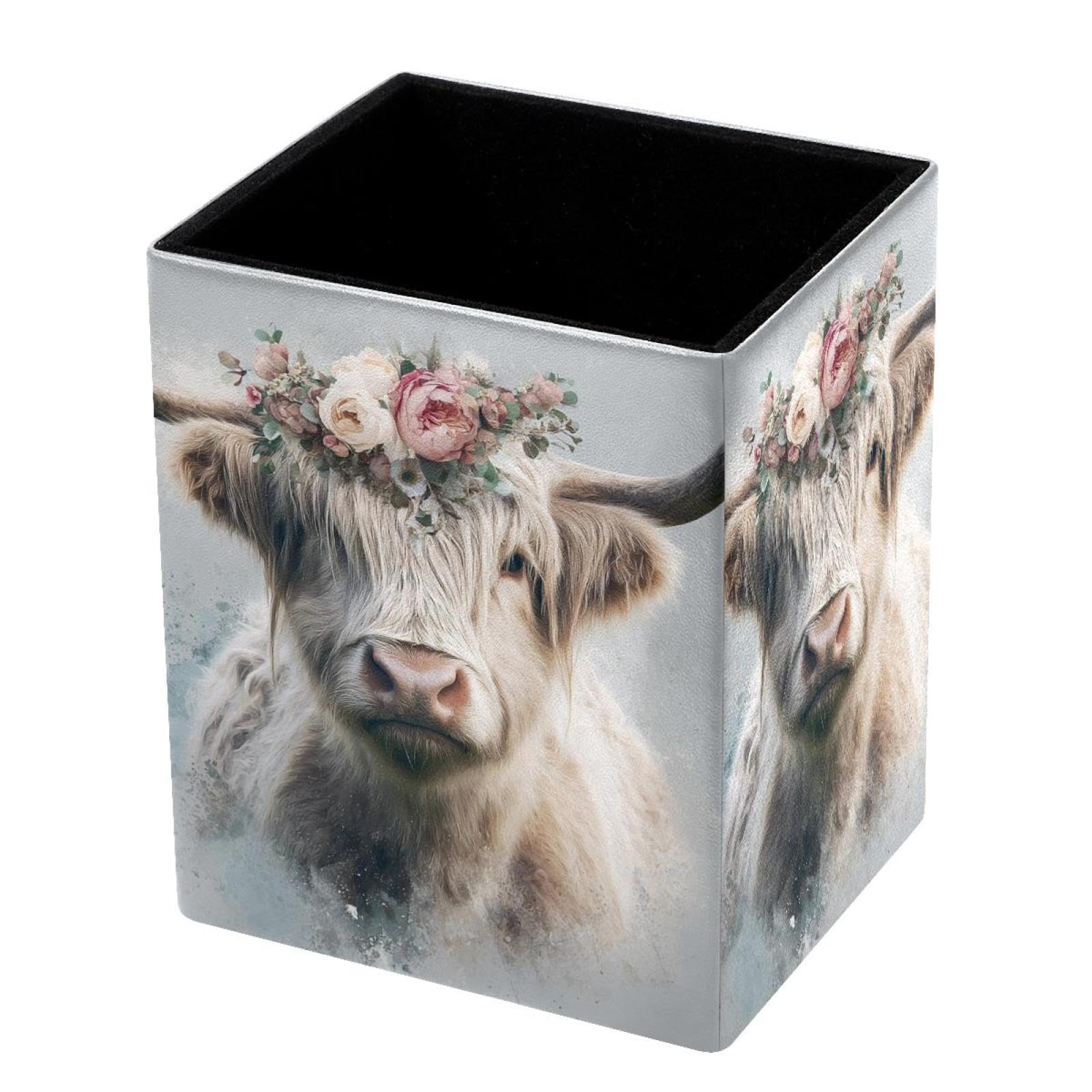 VAPOKF Pencil Holders for Desk, Highland Cow Printed Pen Holders Pen Pot Makeup Brushes Storage Desktop Stationery Supplies Organiser for Home Office